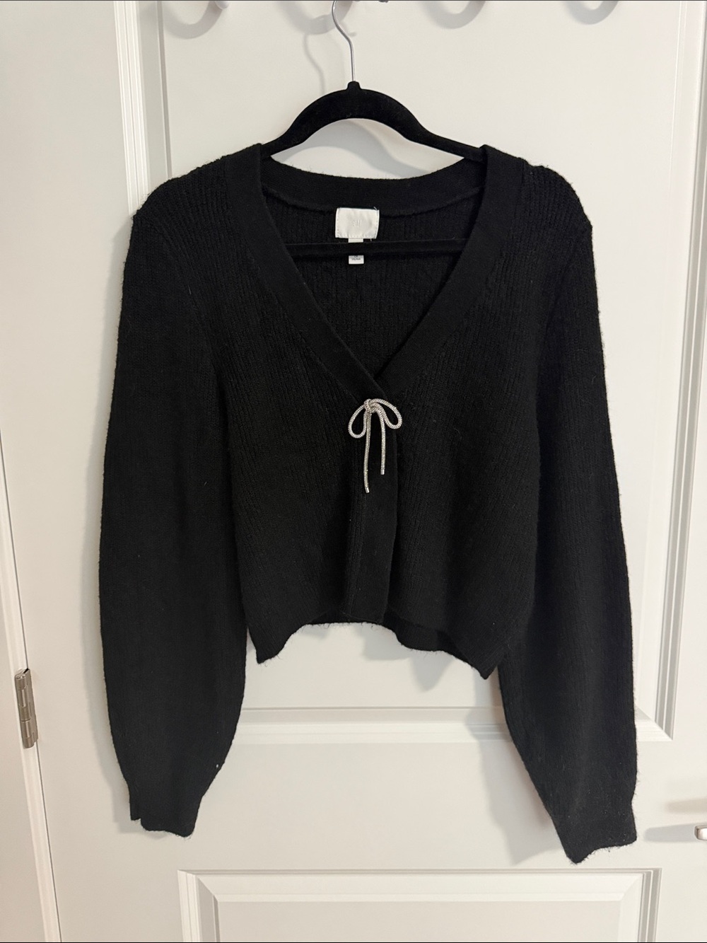 H&M Black V-Neck Tie-Front Cardigan